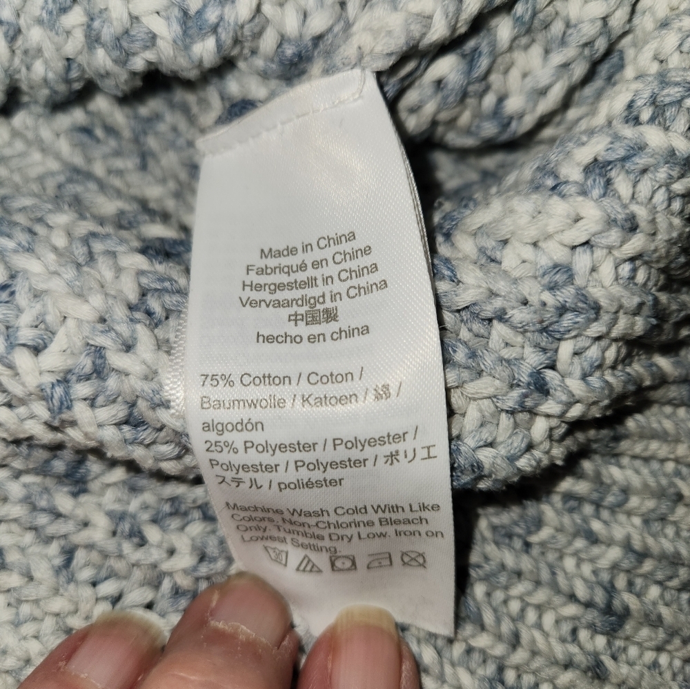 J. Crew Light Blue & White Marled Women's Sweater Size L Warm Lagenlook Comfort - Picture 9 of 14